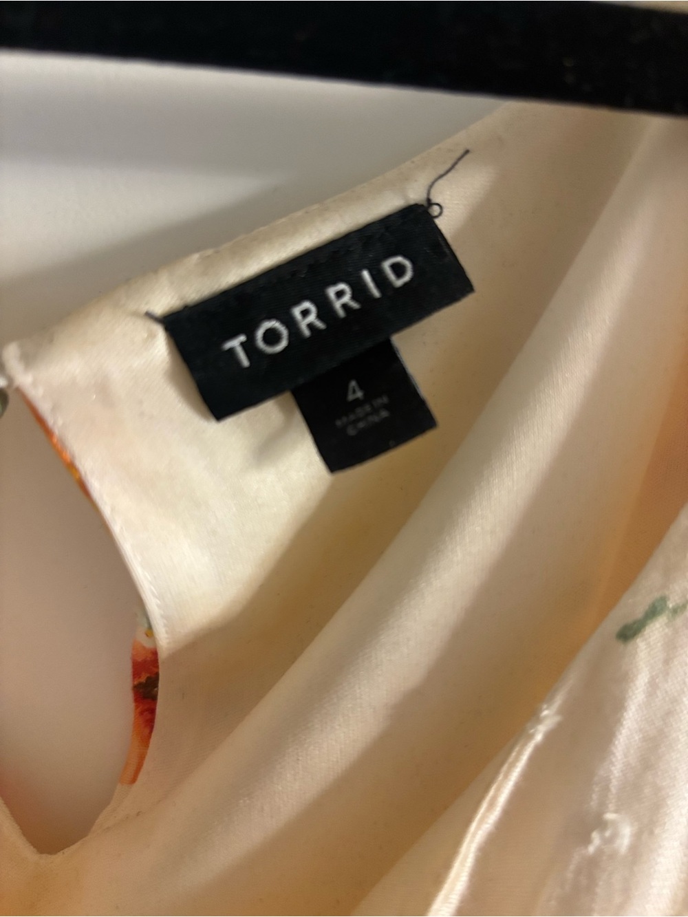 torrid Cream Floral Midi Dress with Orange & Yellow Flowers - Picture 3 of 3